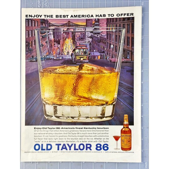 Old Taylor 86 Whiskey "America's Finest Kentucky Bourdon" Vintage Print Ad 1963 - Picture 2 of 3